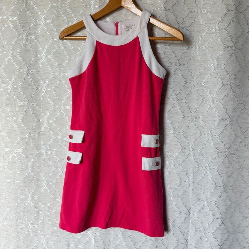 KC Parker by Hartstrings Pink White Mini Dress Preppy Boardwalk Luxury Retro